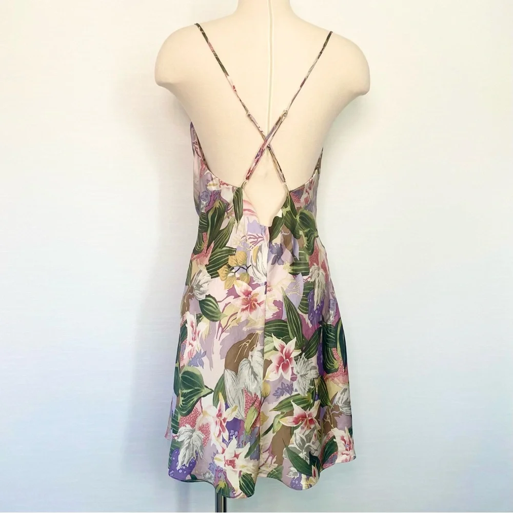 Silk Victoria’s Secret 90s Gold Label Floral Print Corset Vintage Slip Dress L - Picture 4 of 7